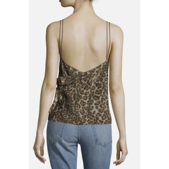 Helmut Lang Silk Overlay Tank Top Tie Side Leopard Print Sz Small NWT Orig $320 - Picture 3 of 14